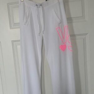Victoria's Secret White Pants with Pink Logo